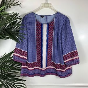 🌵Talbots Blue Boho Bohemian Top Womens 3X